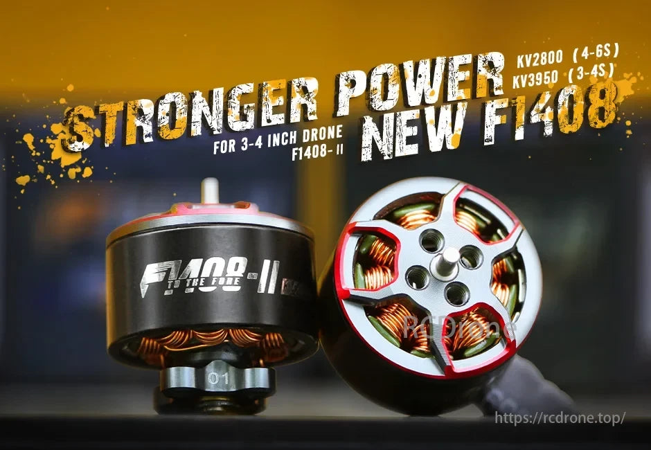 T-Motor, F1408-II motor, stronger power for 3-4 inch drones: KV2800 (4-6S), KV3950 (3-4S).