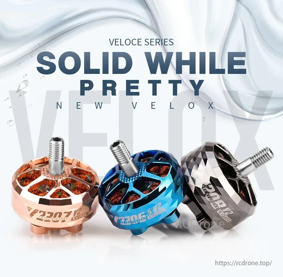 T-Motor, VELOCE SERIES: Solid and stylish. New VeloX motors feature copper, blue, and black designs.