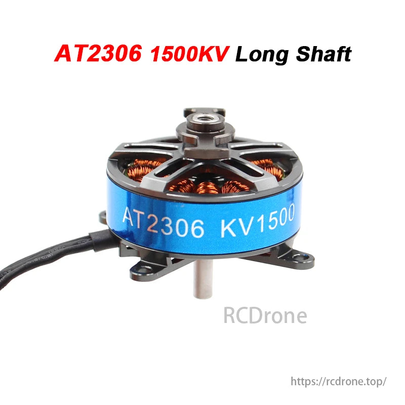 T-motor AT2306 brushless motor parameters include long shaft options with different KV ratings and specifications.