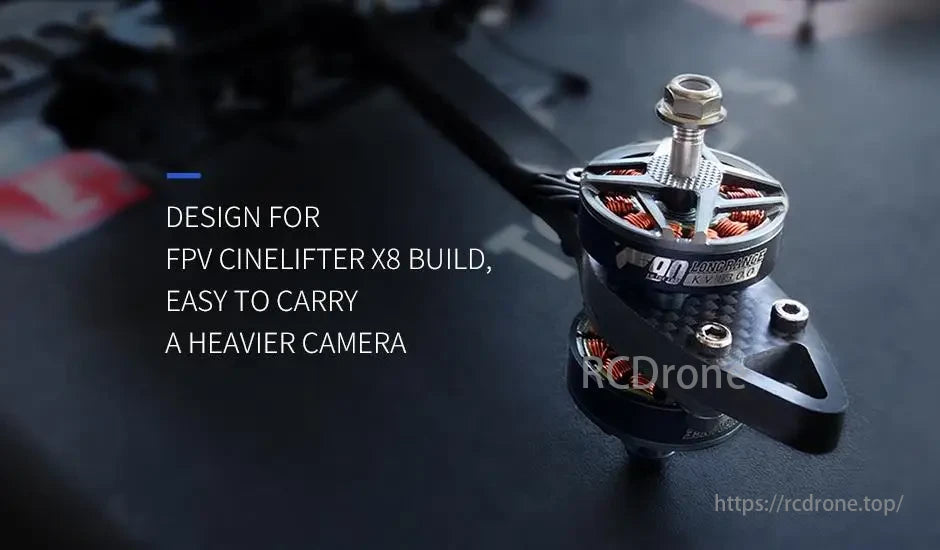 T-MOTOR designed for FPV Cinelike X8, supports heavier cameras, easy to carry.