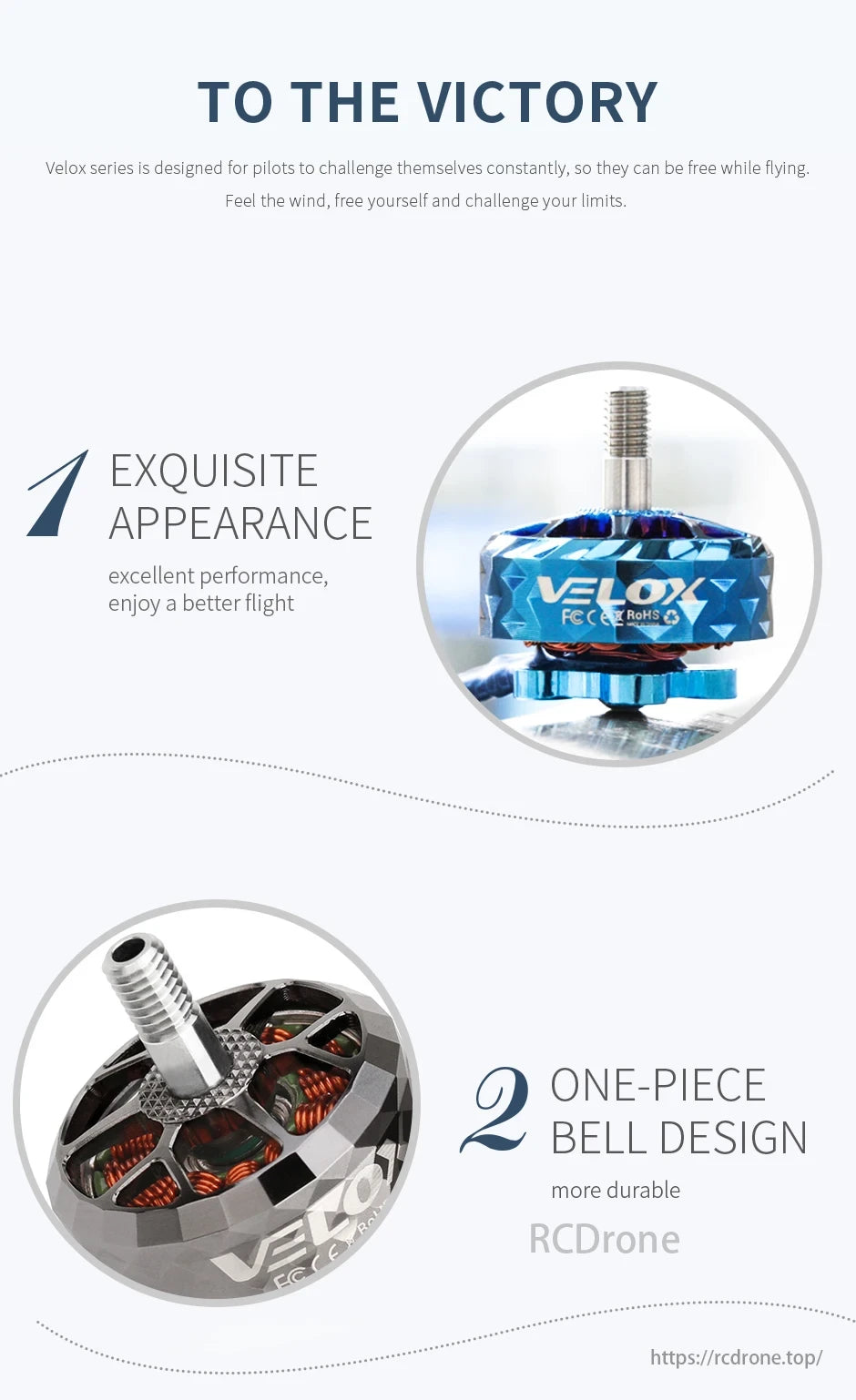 T-MOTOR, Velox series: exquisite design, excellent performance, durable one-piece bell. Enhance flight, challenge limits.