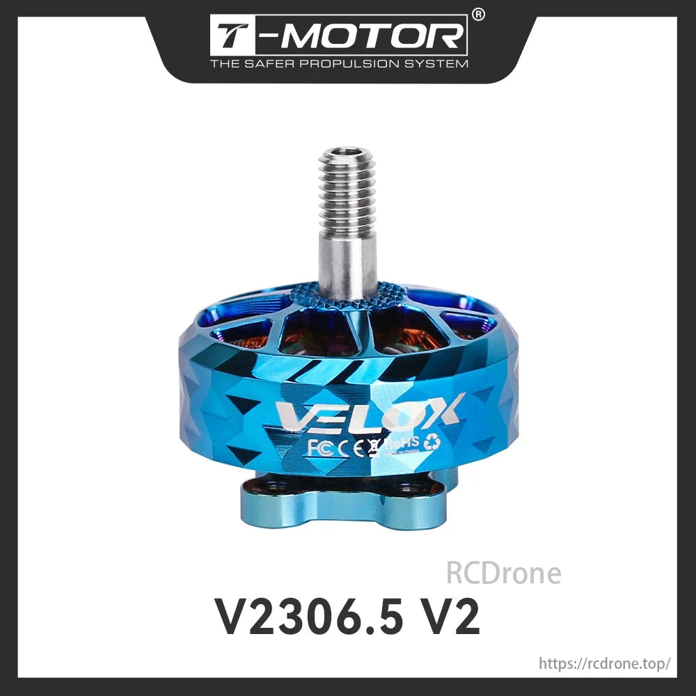 T-MOTOR VELOX V2, V2306.5 brushless motor, designed for 5-inch FPV racing drones, offers high performance and efficiency.