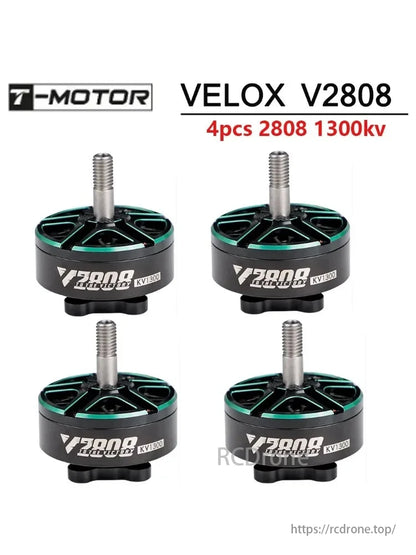 T-Motor VELOX V2808 1300KV brushless motor, ideal for Cinewhoop and FPV drones, sold in packs of four.