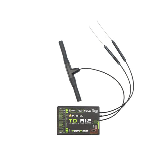 FrSky TD R12 Receiver - Dual Band Receiver 12-channel ports equipped with a triple antenna (2×2.4G + 1×900M)