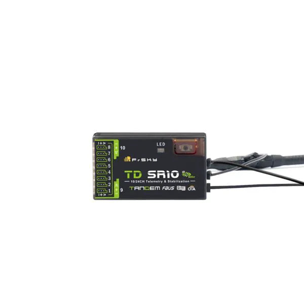FrSky TD SR10 Receiver - 2.4Ghz & 900Mhz Tandem Dual Band Receiver Configurable 10 Channel Ports