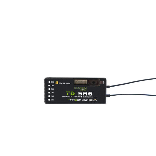 FrSky TD SR6 रिसीवर - 2.4Ghz और 900Mhz डुअल-बैंड ऑफर 6 PWM चैनल आउटपुट 16CH / 24CH मोड FPV ड्रोन रिसीवर
