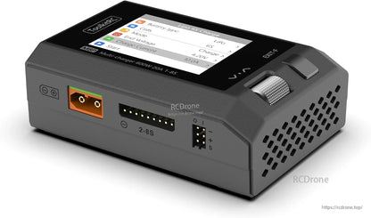 ToolkitRC M8P 600W 20A 1–8S Balance Charger, The M8P multi-charger provides 600W power and 20A current, supports 1–8S batteries, features a 2.4″ display, multiple ports, and efficient cooling, ideal for RC drone batteries.