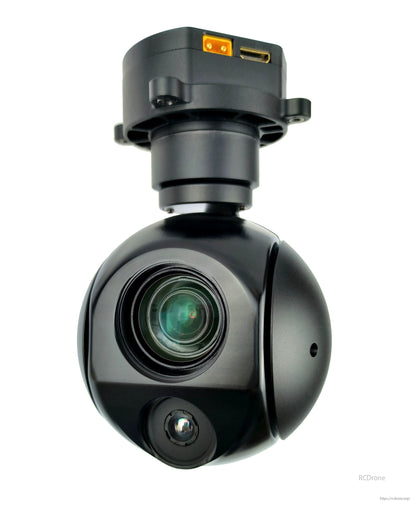 TOPOTEK KHY10G207 듀얼 라이트 드론 짐벌 - 10X 광학/90x 혼합 줌 1080P 가시광선 카메라 + 7mm 256x192 열화상 카메라 3축 짐벌 IP/HDMI 출력