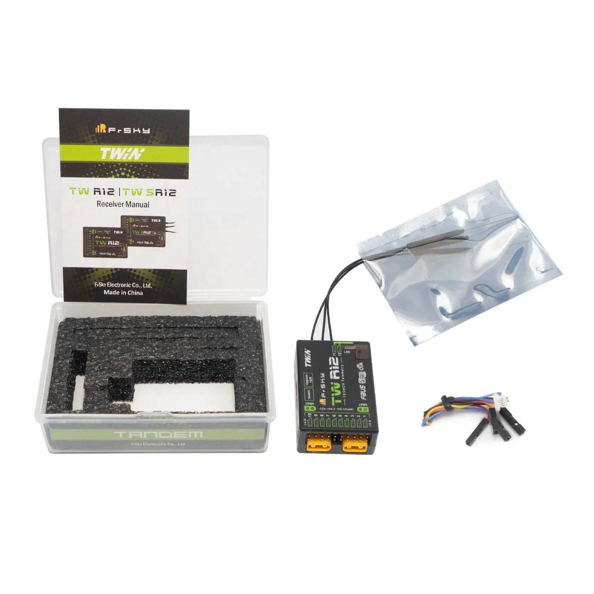 FrSky TW R12 Receiver - Dual 2.4G 12 Configurable Channel Ports, triple antennas, and dual XT30 power input connectors