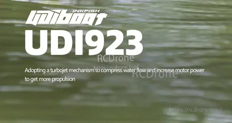 udiRC UDI023 RC Boat, The UDI923 RC boat uses a turbojet mechanism to compress water flow, increasing motor power and improving propulsion efficiency.