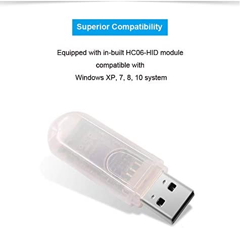 WitMotion USB-HID wireless Bluetooth 2.0 adapter compatibility graphic for Windows XP, 7, 8, 10