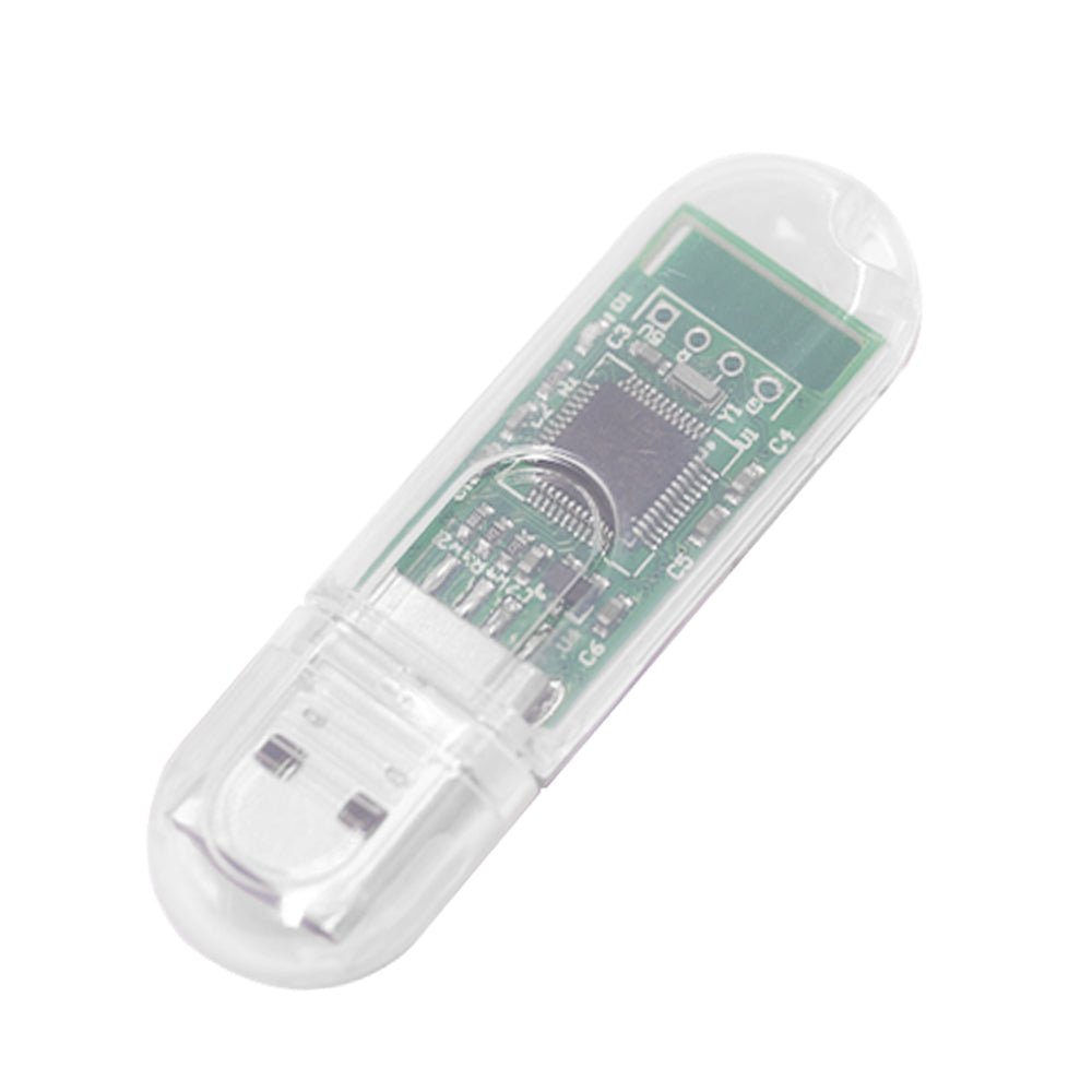 WitMotion USB-HID Wireless Bluetooth 2.0 adapter dongle, transparent case showing internal PCB