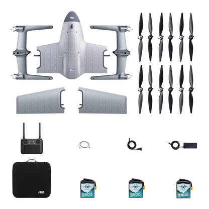 HEQ Swan Voyager VTOL - 3-Axis 4K Video Camera 40KM Range 60 Minutes Fixed-wing Aircraft