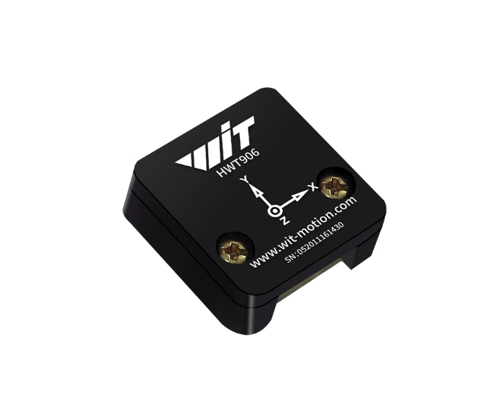 WitMotion HWT906 9-Axis Attitude Angle Sensor, WitMotion HWT906 sensor measures 9-axis attitude angle with acceleration, gyroscope, and digital compass data at 1000 Hz with temperature compensation.