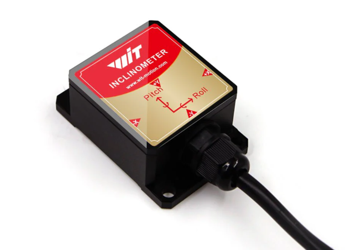 WitMotion inclinometer features 6-axis gyro, 3-axis accelerometer, multiple interfaces, ±16g range, and 0.05° accuracy.