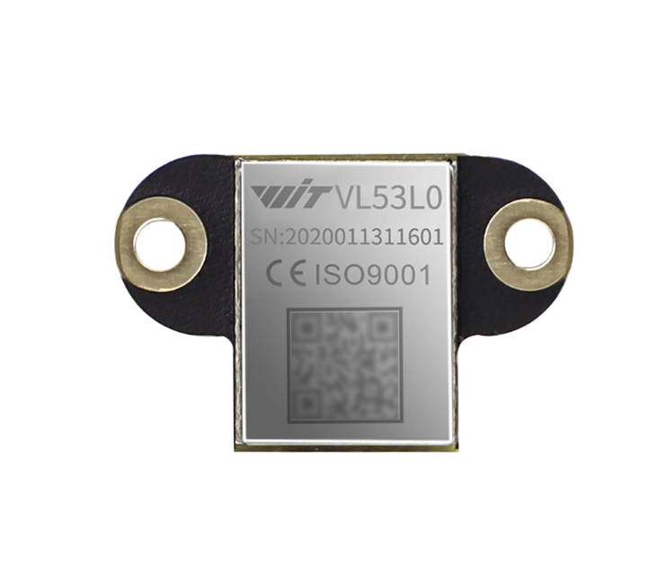 WitMotion WT-VL53L0 Laser Distance Sensor, WitMotion VL53L0 sensor: 3.3–5V, 3–200cm range, UART TTL/I²C interface, ISO9001 certified.