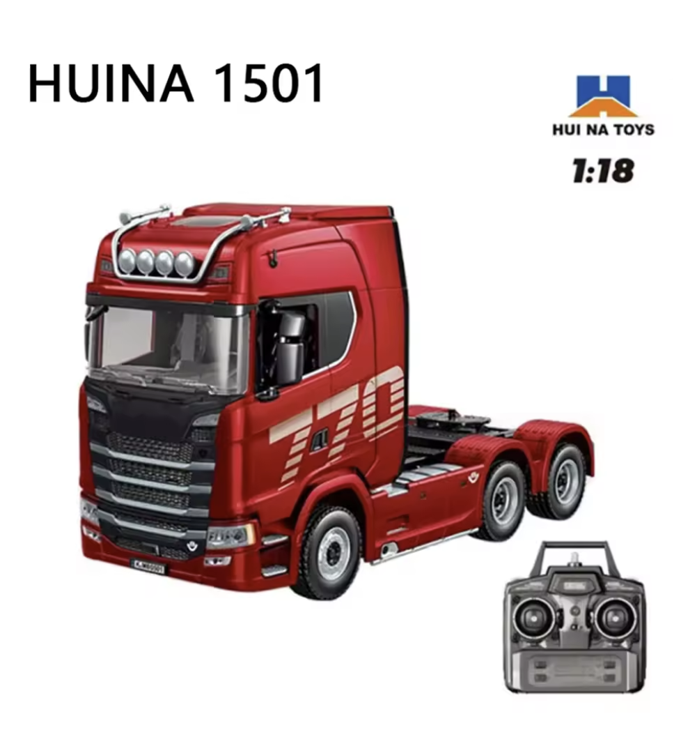 HuiNa 1501 770S 1/18 RC Truck – 19CH Remote Control Tractor, Rear 4-wheel drive, 2.4G, Lights & Sound, RTR