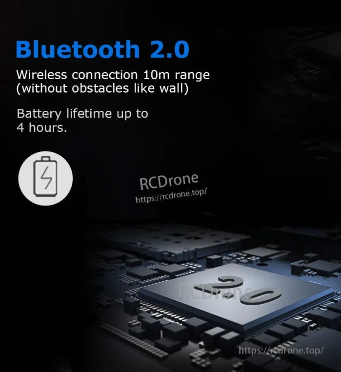 WitMotion BWT901CL IMU, Bluetooth 2.0, 10m range, 4-hour battery, chip marked "2.0".