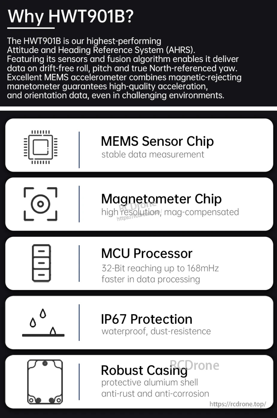 WitMotion HWT901B Accelerometer, The HWT901B is a high-performance, waterproof AHRS with MEMS sensors, magnetometer, 32-bit MCU, and aluminum casing, offering accurate, stable orientation data with magnetic compensation and corrosion resistance.