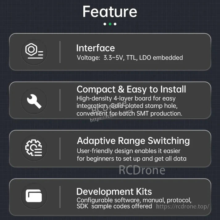 WitMotion WT1-IMU Dual-Axis Angle Sensor, This drone product offers a 3.3–5V TTL interface, compact design, easy integration, adaptive range switching, and customizable software for simple setup and development.