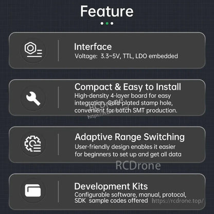 WitMotion WT1-IMU Dual-Axis Angle Sensor, This drone product offers a 3.3–5V TTL interface, compact design, easy integration, adaptive range switching, and customizable software for simple setup and development.