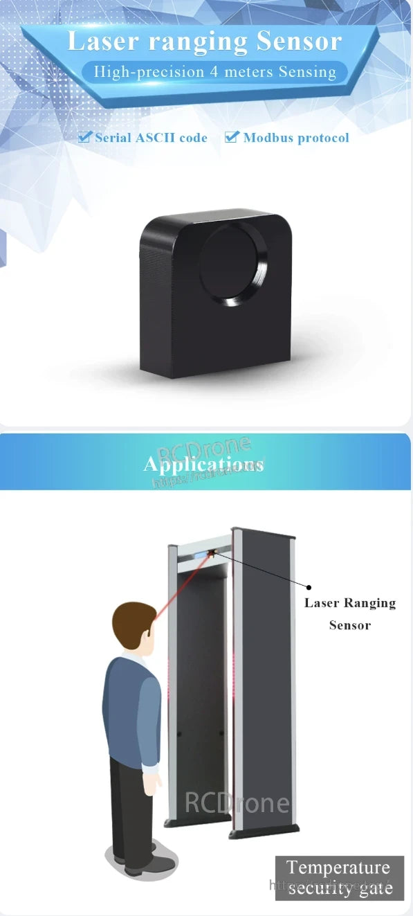 WitMotion WT53D 4 m Laser Distance Sensor, Laser ranging sensor, 4m precision, ASCII, Modbus, security gate application