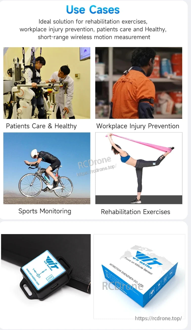 WitMotion WT901 BLE IMU offers wireless motion and attitude sensing for rehabilitation, injury prevention, sports monitoring, and patient care.