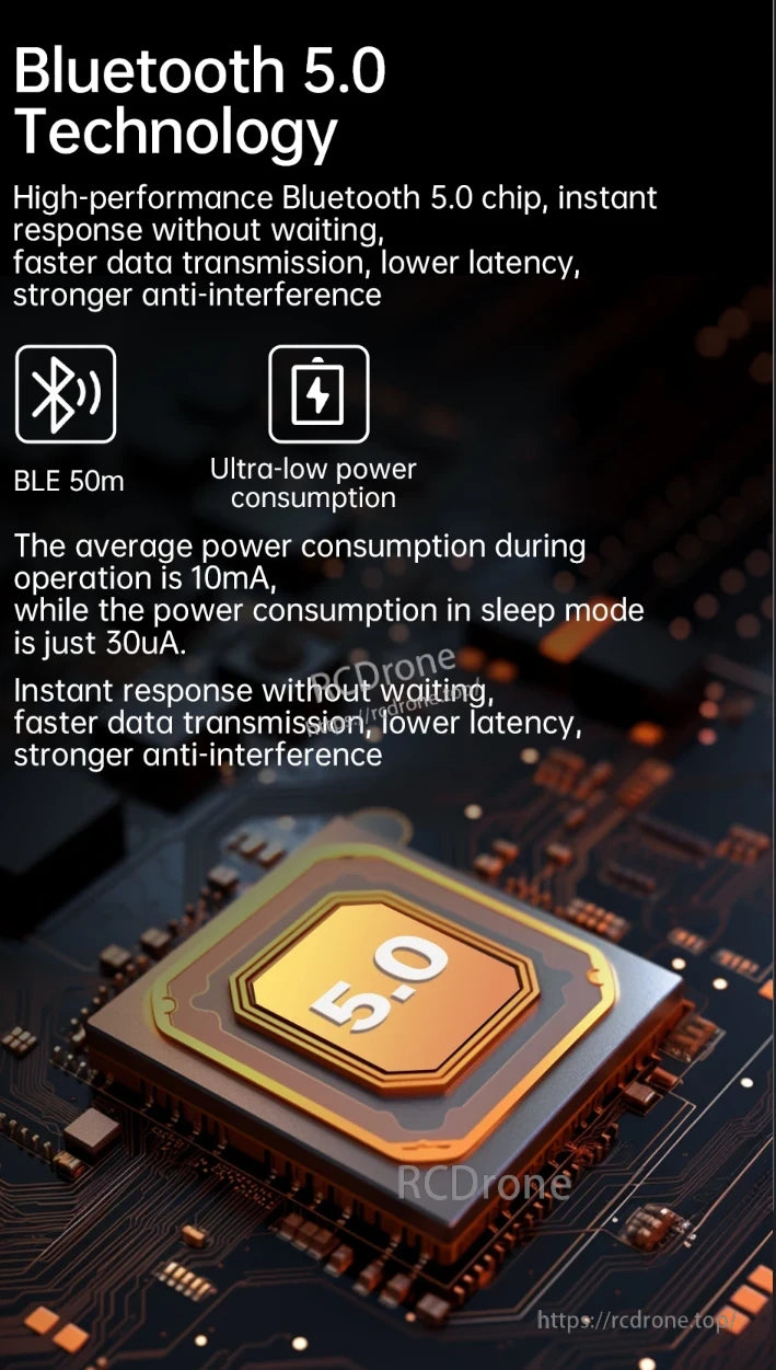 WitMotion WT9011DCL BLE Sensor, Bluetooth 5.0 with high-performance chip offers fast data transmission, low latency, strong anti-interference, 50m range, ultra-low power consumption (10mA active, 30uA sleep).