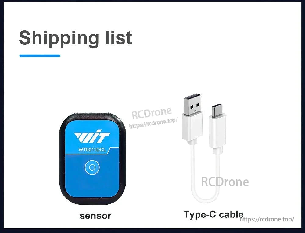 WitMotion WT9011DCL BLE Sensor, Features include 9-Degree-of-Freedom Inertial Measurement Unit with onboard solver for acceleration, velocity, magnetic field, Euler angles, and quaternion outputs.