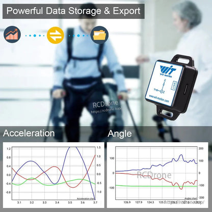 The WitMotion WT901BLECL is a 9-axis IMU with Bluetooth 5.0, offering data storage, export, and compatibility with Arduino, Kalman Filter, Android, iOS, and PC for acceleration and angle tracking.