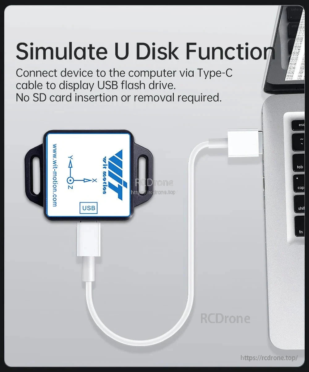 Simulate U disk function via Type-C cable, no SD card needed.
