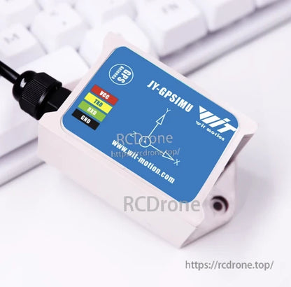 WitMotion JY-GPSIMU: 10-axis IMU with GPS, accelerometer, gyroscope, magnetometer, barometer, UART/I²C, and BDS+GPS navigation.