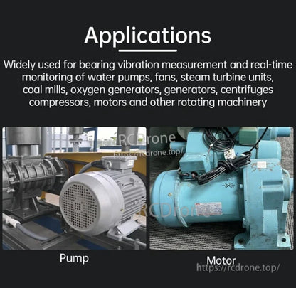 WitMotion WTVB01-BT50 Bluetooth Vibration Sensor, Monitors vibrations in rotating machinery like pumps, motors, and turbines with 3-axis measurement, Bluetooth, wireless connectivity, and Type-C interface.