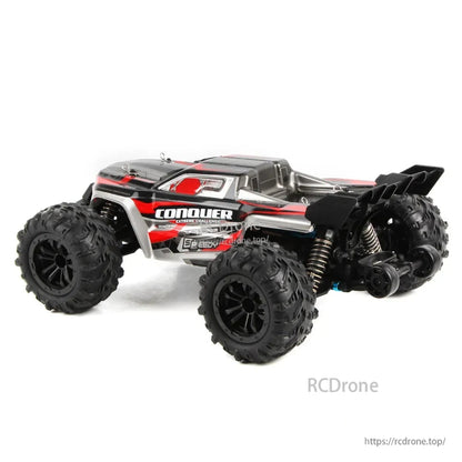 WLtoys 1:16 Scale RC Car, WLtoys 1:16 RC Monster Truck: high-speed off-road vehicle with 4WD, 50km/h, 7.4V 1300mAh battery, 2.4GHz, RC390 motor, built for extreme challenges.