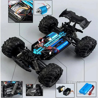 Samochód RC w skali 1:16, 50 km/h, 4WD, terenowy Monster Truck z silnikiem RC390, akumulatorem 7,4V 1300mAh i pilotem 2,4GHz