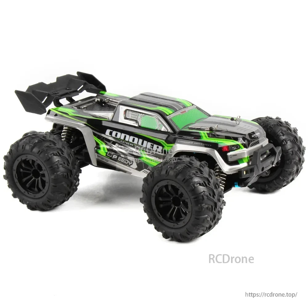 WLtoys 1:16 Scale RC Car, LED lighting has 14 high-brightness front LEDs with three modes: steady, slow flash, and fast flash for nighttime play.