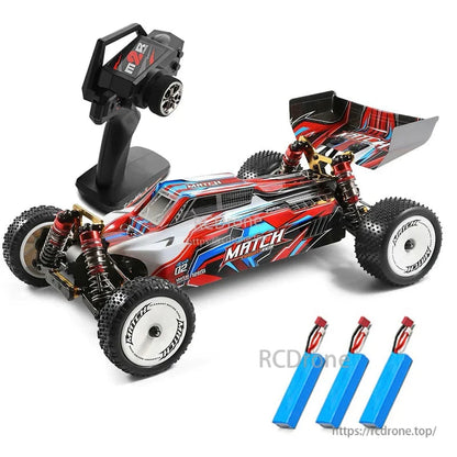 Wltoys 104001 RC Car, Wltoys 1/10 scale RC buggy with 4WD, 45km/h speed, alloy chassis, 550 motor, 7.4V 2200mAh battery, ready-to-run.