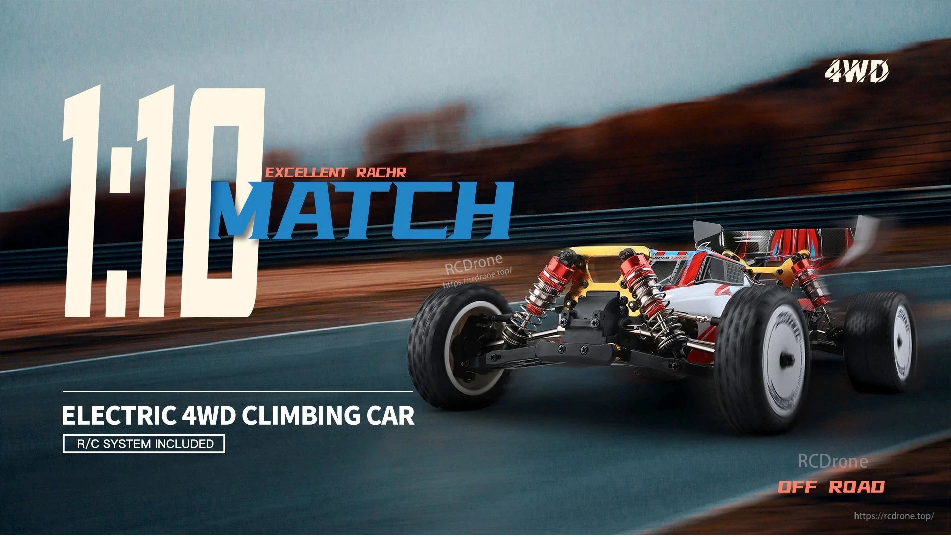 Wltoys 104001 RC Car, 1:10 electric 4WD climbing RC car with R/C system, designed for off-road use.