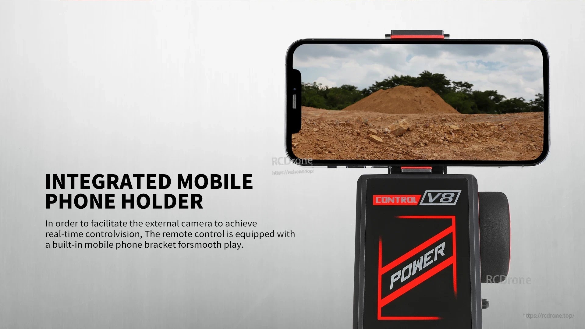 Wltoys 104019 1/10 2.4GHz 4WD Brushless RC Car, Mobile phone holder with built-in remote control bracket enables real-time control vision.