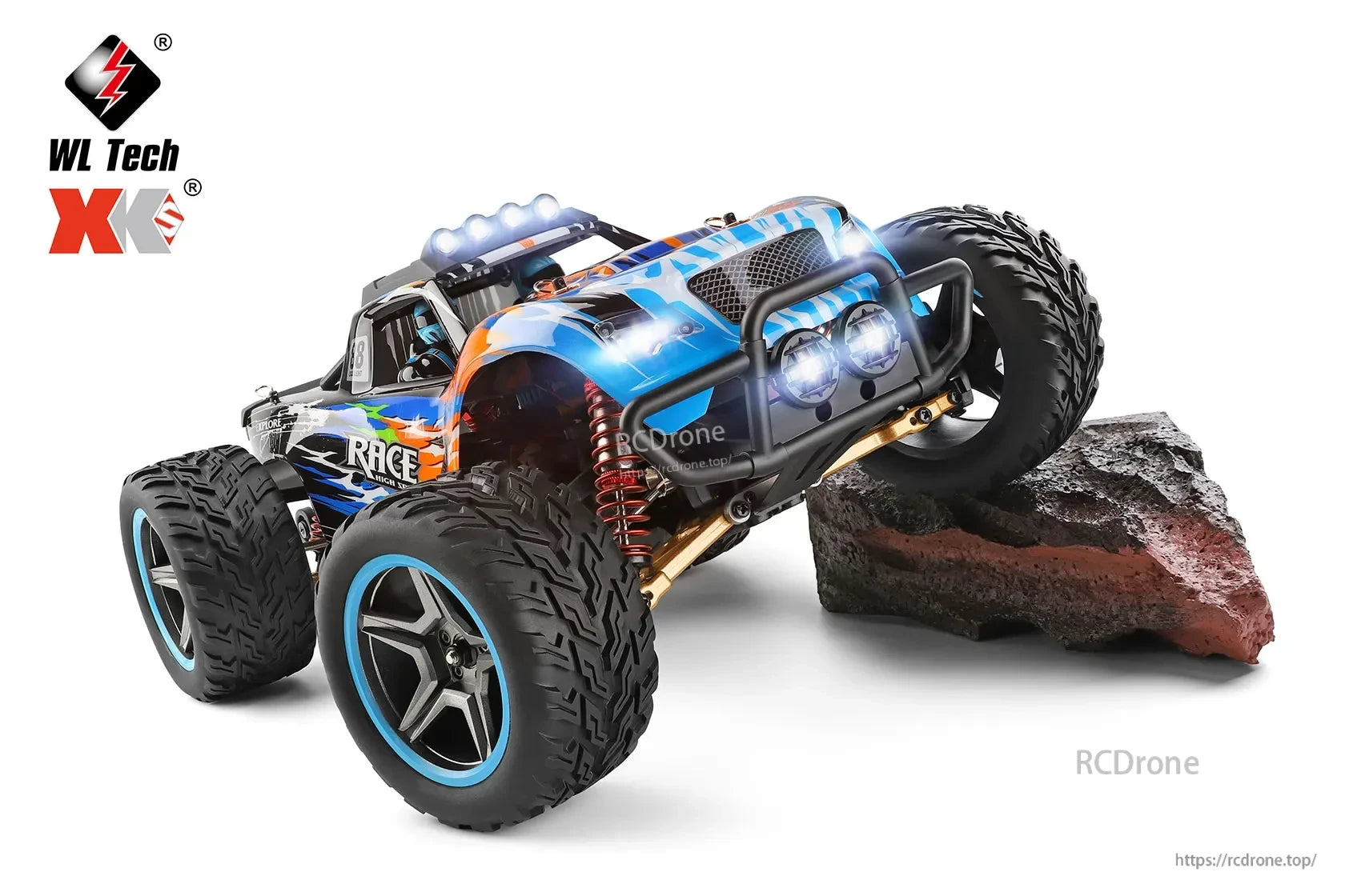 Wltoys 104019 1/10 2.4GHz 4WD Brushless RC Car, A vehicle that accelerates quickly and smoothly handles with proportional throttle control, reaching top speed of 55KM/H.