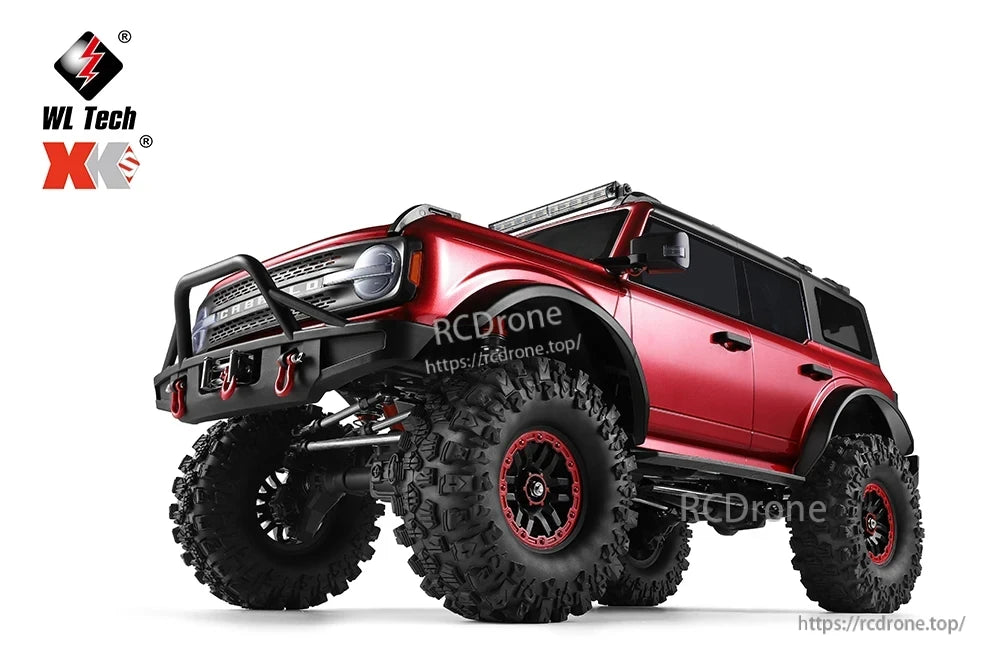 WLtoys 104020 Rc Car off-road crawler with 4x4, electric winch and 45-minute runtime.