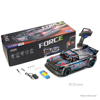 Wltoys 104072 1/10 4WD RC Drift Car, The Wltoys 104072 is a 1/10 scale 4WD RC drift car featuring a metal chassis and LED lights.