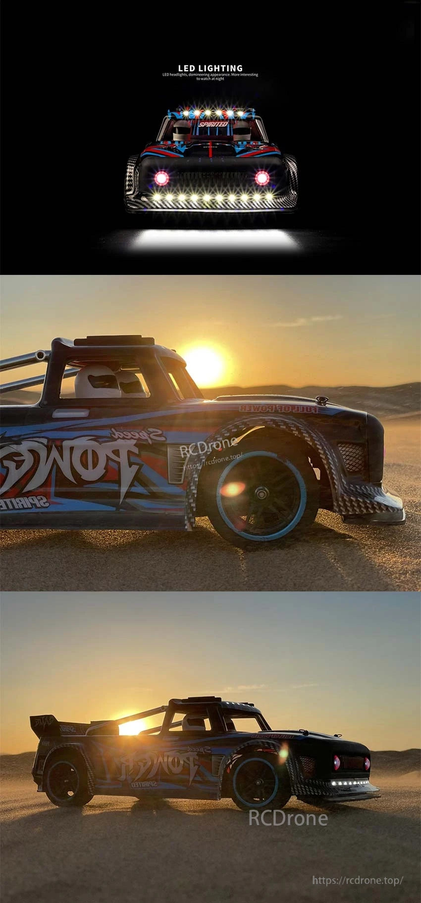 Wltoys 104072 1/10 4WD RC Drift Car, LED lighting, speed, sprinted, top, 4WD RC drift car