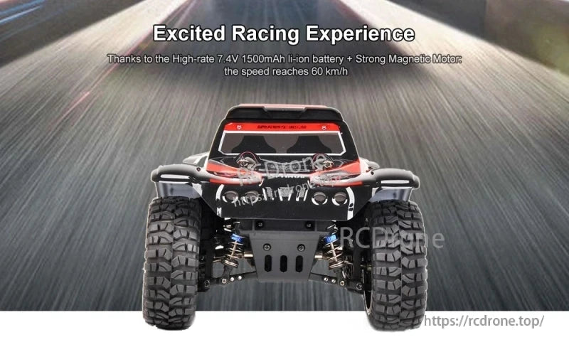 WLtoys 124012 RC Car, High-speed RC car with 7.4V battery and magnetic motor, reaching 60 km/h.
