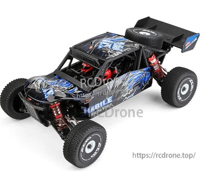 Wltoys 124018 RC Car, 1/12 scale 4WD off-road buggy, 60km/h speed, alloy chassis, high-speed drift car with detailed graphics.