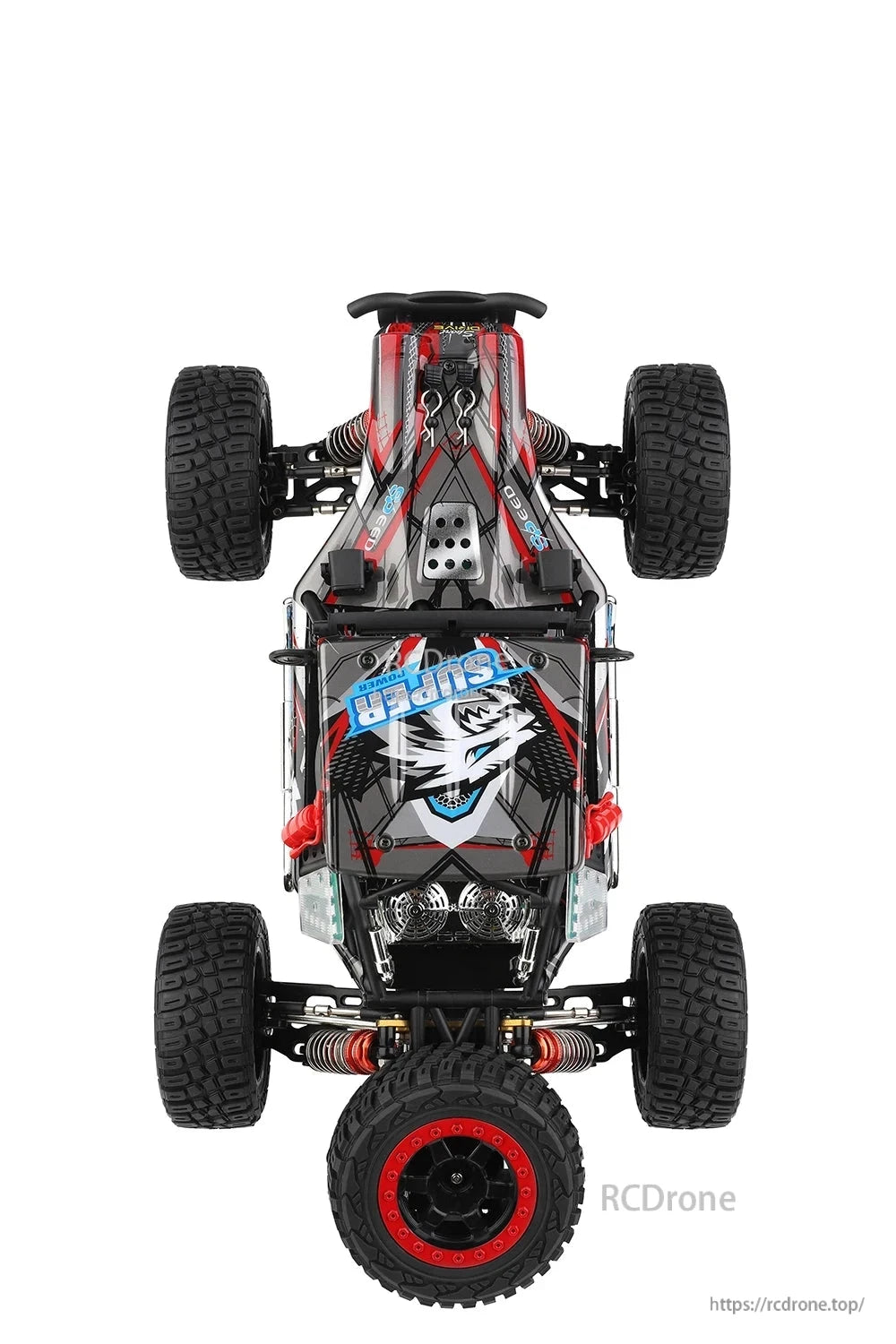 WLtoys 124028 1:12 60KM/H 4WD Brushless RC Car, The WLtoys 124028 is a high-speed, 4WD brushless RC car with a metal chassis, LED lights, and a 100m remote.