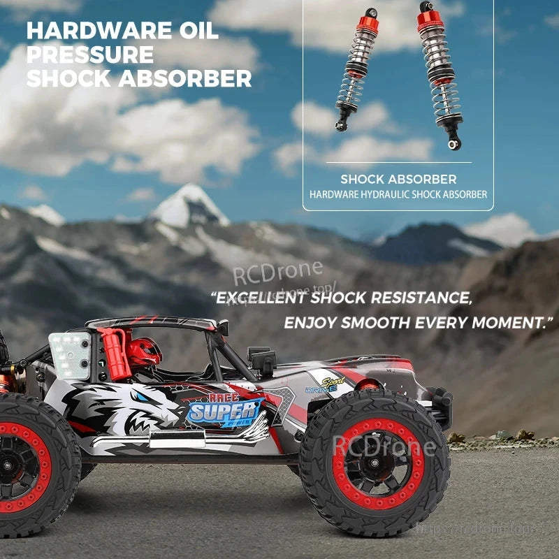 WLtoys 124028 1:12 60KM/H 4WD Brushless RC Car with 2800KV Motor, Metal Chassis, LED Lights, and 100m Remote Control
