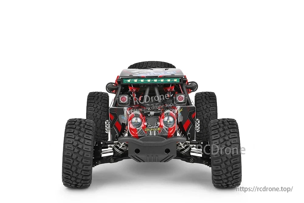 WLtoys 124028 1:12 60KM/H 4WD Brushless RC Car, WLtoys 124028 RC car: 1:12 scale, 60km/h, brushless motor, metal chassis, LED lights, 100m range, off-road, red/black.
