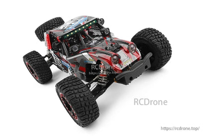 WLtoys 124028 1:12 60KM/H 4WD Brushless RC Car, WLtoys 124028 1:12 scale RC car with 60KM/H speed, 4WD brushless motor, metal chassis, LED lights, and 100m remote control.