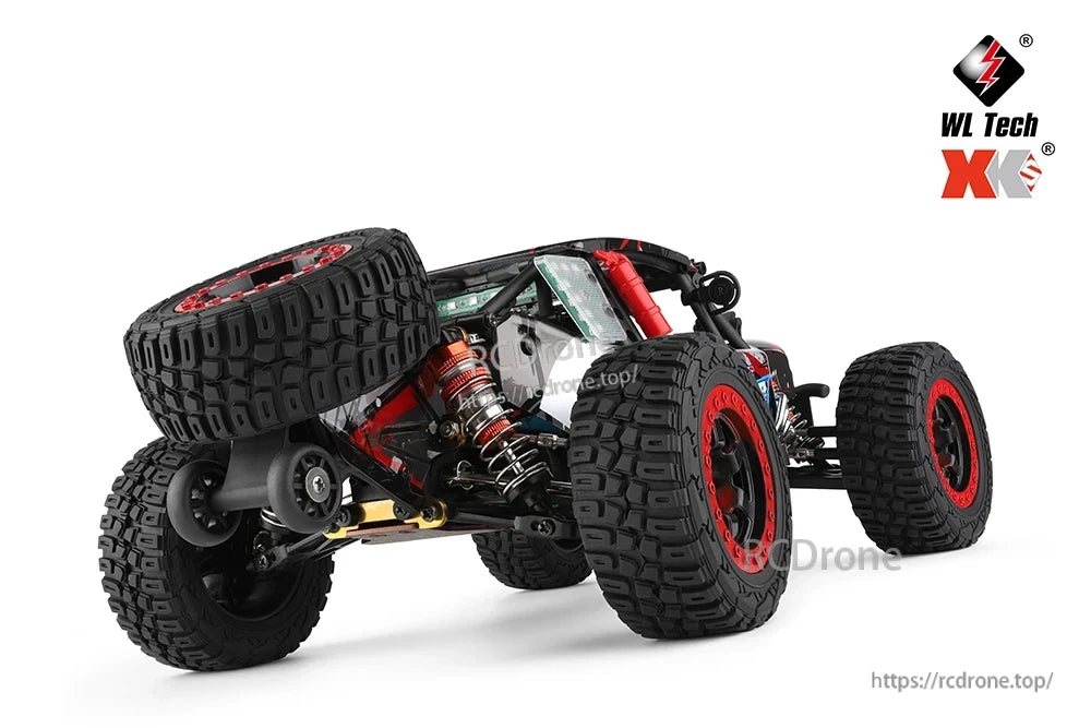 WLtoys 124028 1:12 60KM/H 4WD Brushless RC Car, High-quality all-terrain tires for exceptional grip and durability.